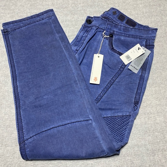 Rock Revival Jeans Mens Tag 42 Actual‎ 43x33 Blue Sycamore Biker Moto Grunge New